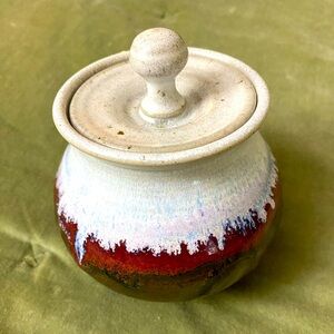 Handcrafted stoneware Ceramic Jar with Lid signed